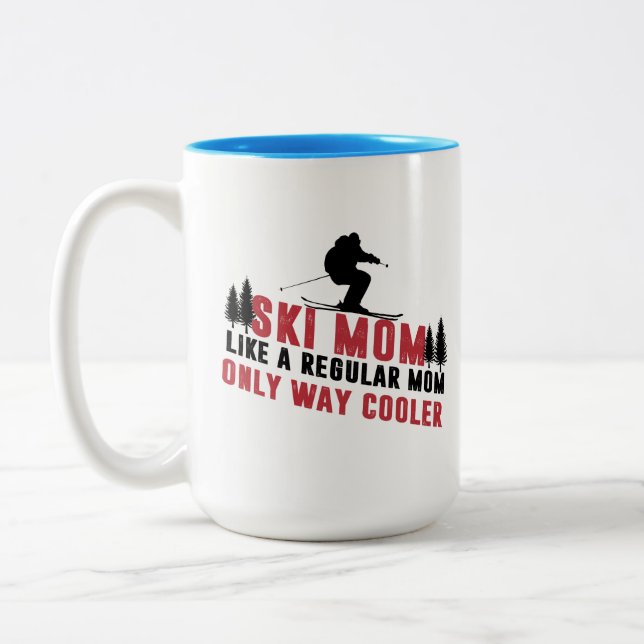 Snow Ski Mum Like A Regular Mum Only Way Cooler Two-Tone Coffee Mug (Left)