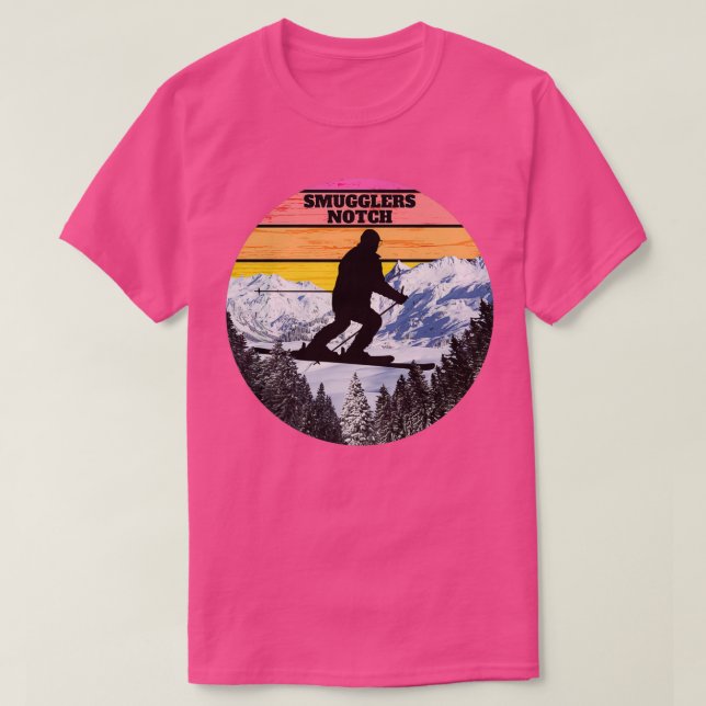 Snow Ski Smugglers Notch Skiing Fields Vermont Ame T-Shirt (Design Front)