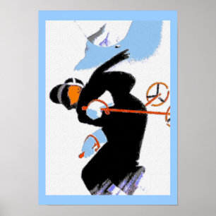 Snow Skier Mountains Poster