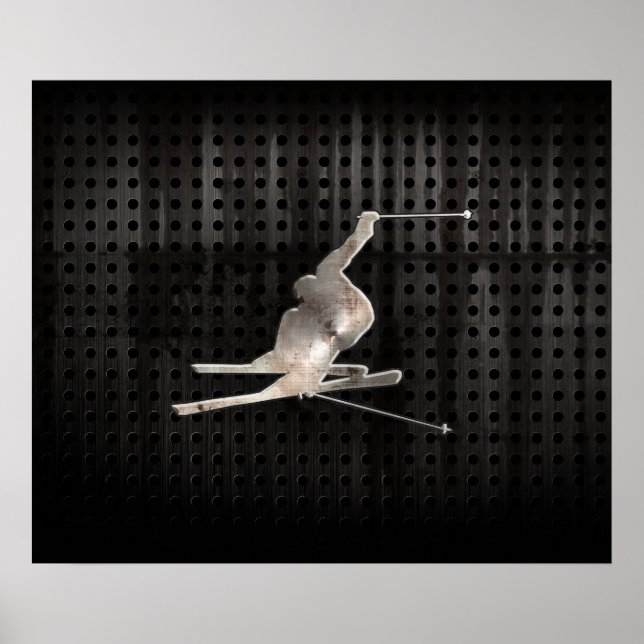 Snow Skiing; Cool Black Poster (Front)