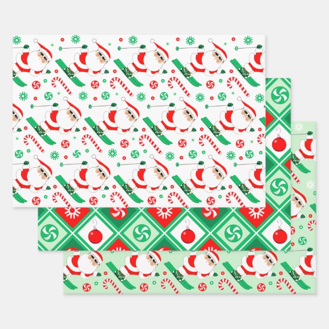 Snow Skiing Ski Holiday Gift Wrapping Paper (Set)