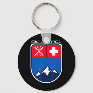 Snow Skiing Ski Patrol Skies Poles Cross Mountain Key Ring