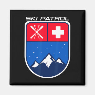 Snow Skiing Ski Patrol Skies Poles Cross Mountain Magnet