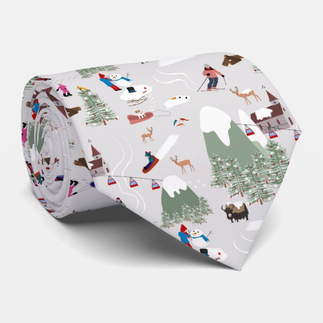 Snow Skiing Ski Slopes Landscape Tie (Rolled)