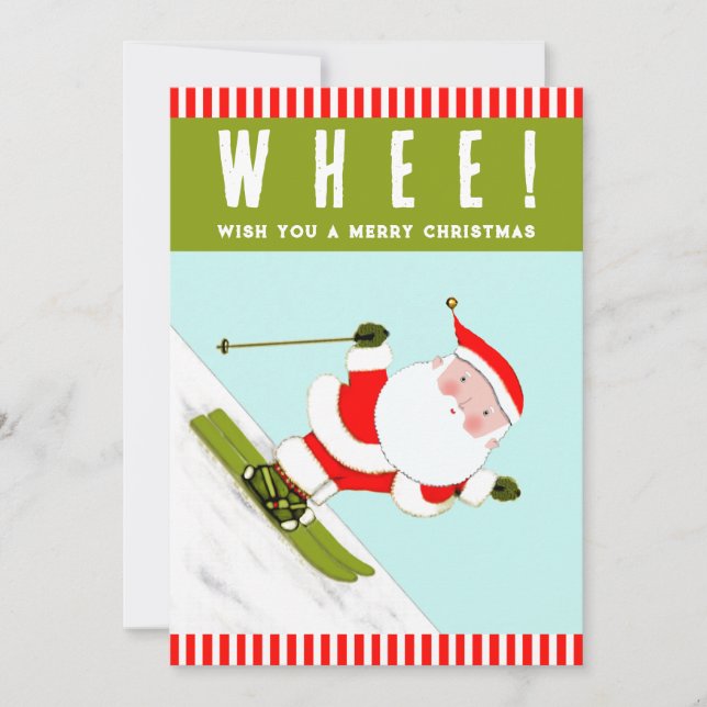 Snow Skiing Skier Christmas Holiday Card (Front)