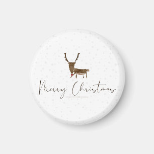 snow SlipperyJoe Merry Christmas reindeer red-nose Magnet