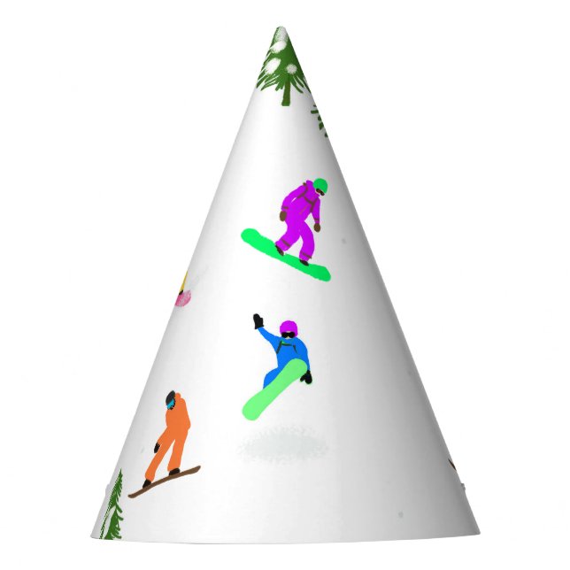 Snow Snowboarding Snowboarders Party Hat (Front)