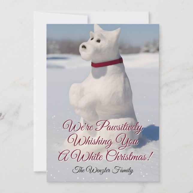 Snow Snowdog Design Holiday Card (Front)