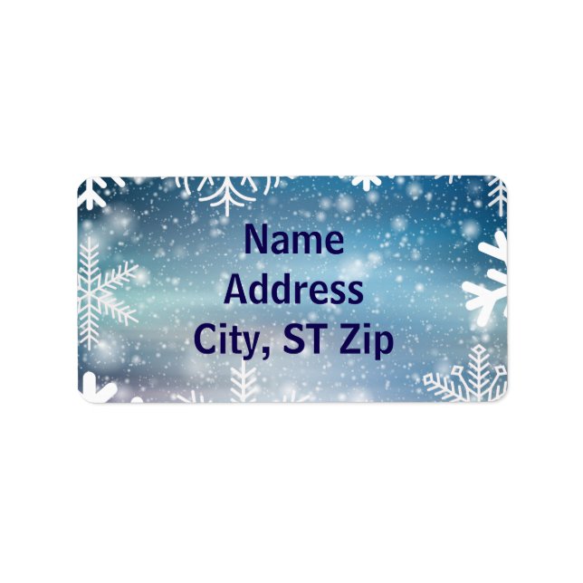 Snow Snowflake Personal Address Holiday Winter Label (Front)