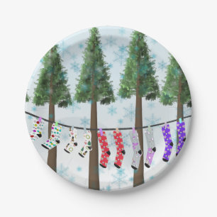 Snow socks Christmas paper plates