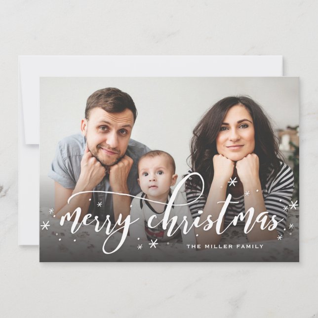 Snow Sprinkle Whimsical Christmas Photo Greeting Holiday Card (Front)