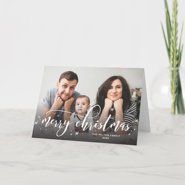 Snow Sprinkle Whimsical Christmas Photo Greeting Holiday Card (Front)