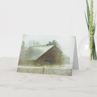 Snow Storm Barn Christmas Holiday Card