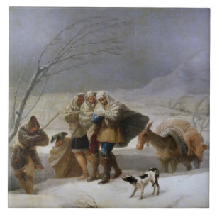 Snow Storm in Winter (by Francisco Goya) Tile