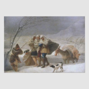 Snow Storm in Winter (by Francisco Goya) Tissue Paper