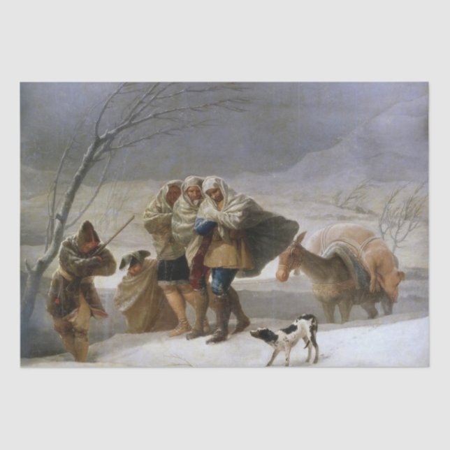 Snow Storm in Winter (by Francisco Goya) Tissue Paper (Front)