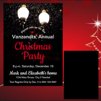 Snow Street Lights Black White Red Christmas Party