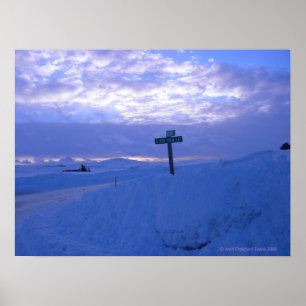 Snow & sunset poster