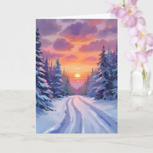 Snow Sunset Winter Mountain Landscape Card
