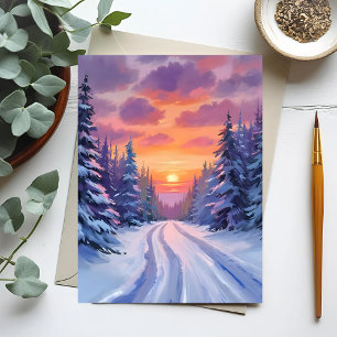 Snow Sunset   Winter Mountain Landscape Postcard