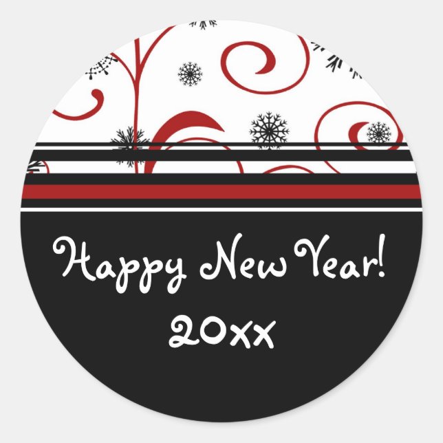 Snow & Swirls Happy New Year Stickers (Front)