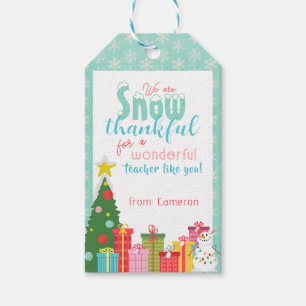 Snow Thankful Teachers Thank You Gift Tag