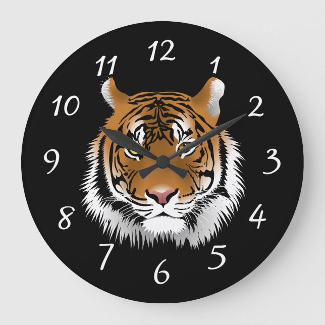 Snow Tiger Face Large Clock (Front)