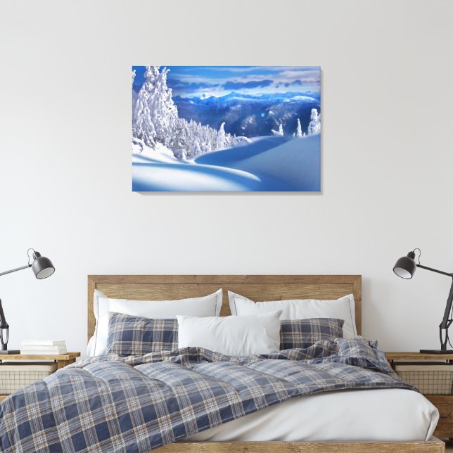 Snow Top Mountains Oil Painting Print (Insitu(Bedroom))