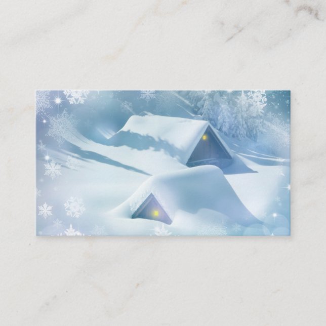 Snow topped roof in a forest business card (Front)