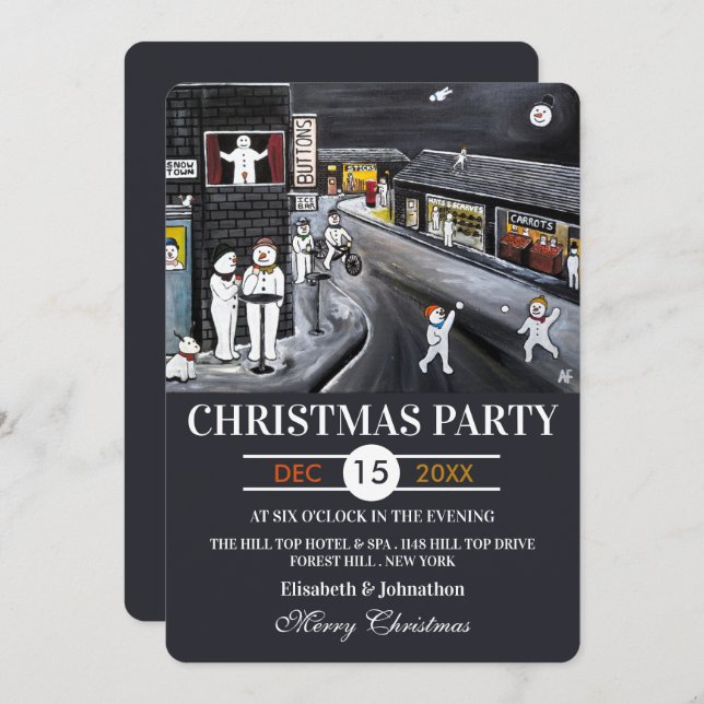 Snow Town Christmas Party Invitation (Front/Back)