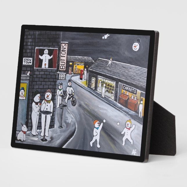 Snow Town Painting by Alfred Fox Plaque (Side)