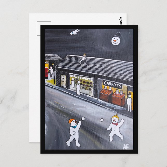 Snow Town Painting by Alfred Fox Postcard (Front/Back)