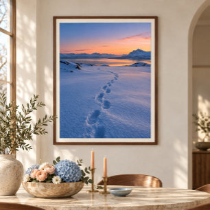 Snow Tracks at Blue Hour Art Print