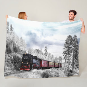SNOW TRAIN FLEECE BLANKET