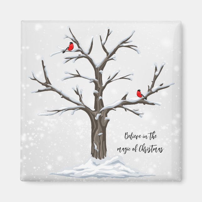 Snow Tree And Red Birds Christmas  Magnet (Front)