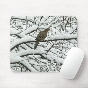 Snow Tree Branches Bird (photography by me) Mouse Mat