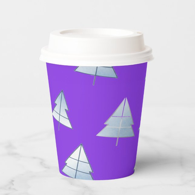 Snow Trees Elegant Winter Paper Cups (Front)