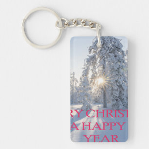 SNOW,TREES,THE SUN, READY FOR CHRISTMAS KEY RING