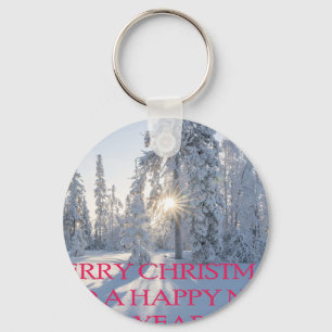 SNOW,TREES,THE SUN, READY FOR CHRISTMAS KEY RING