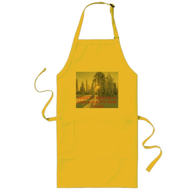 SNOW,TREES,THE SUN, READY FOR CHRISTMAS LONG APRON (Front)