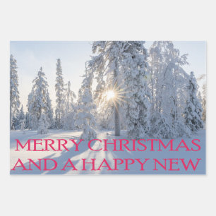 SNOW,TREES,THE SUN, READY FOR CHRISTMAS WRAPPING PAPER SHEET