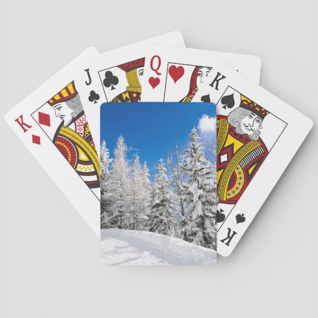Snow trees under a clear blue sky deck playing cards (Back)