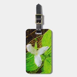 Snow Trillium a White Wildflower Abstract Luggage Tag