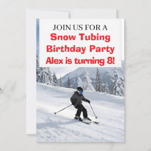  Snow Tubing Birthday Party  Invitation