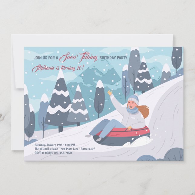 Snow Tubing Birthday Party Invitation (Front)