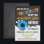Snow Tubing Birthday Party Invitation<br><div class="desc">Super fun Snow Tubing Birthday Party with falling snow, a big blue tube and fun fonts on a chalkboard background. Great for a girl or boy. Hand drawn illustration by McBooboo.</div>