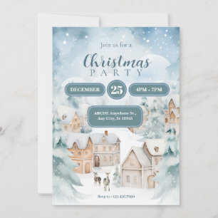 Snow village christmas invitation