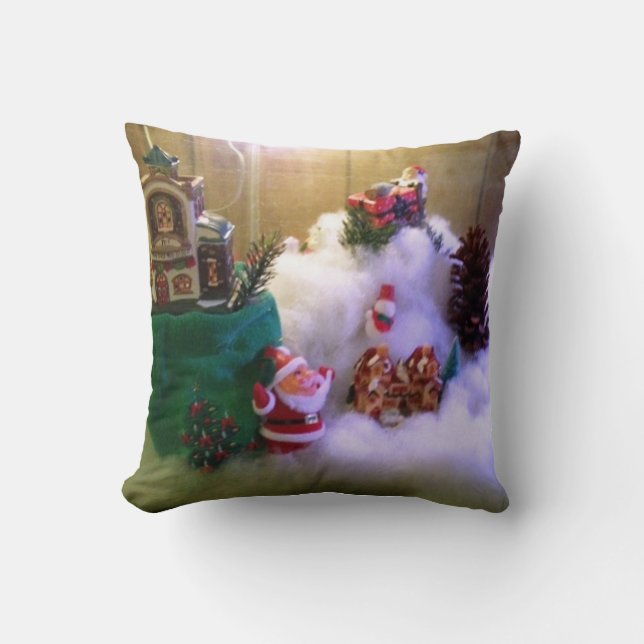 Snow Village Christmas Throw Pillow (Front)