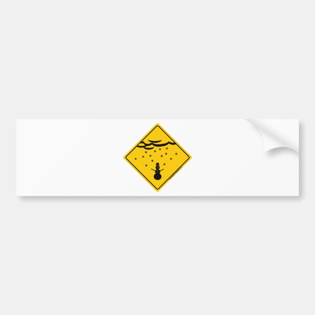 Snow Weather Warning Merchandise and Clothing Bumper Sticker (Front)