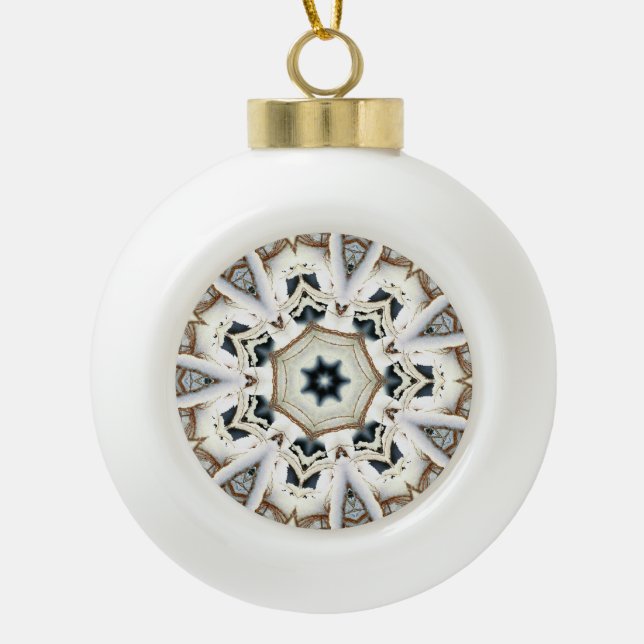 Snow Web Ceramic Ball Christmas Ornament (Front)
